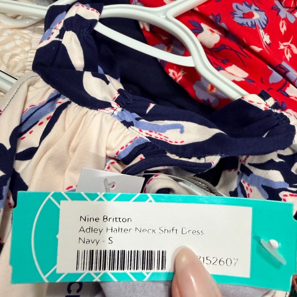 Nine Britton Cream and Navy Halter Dress